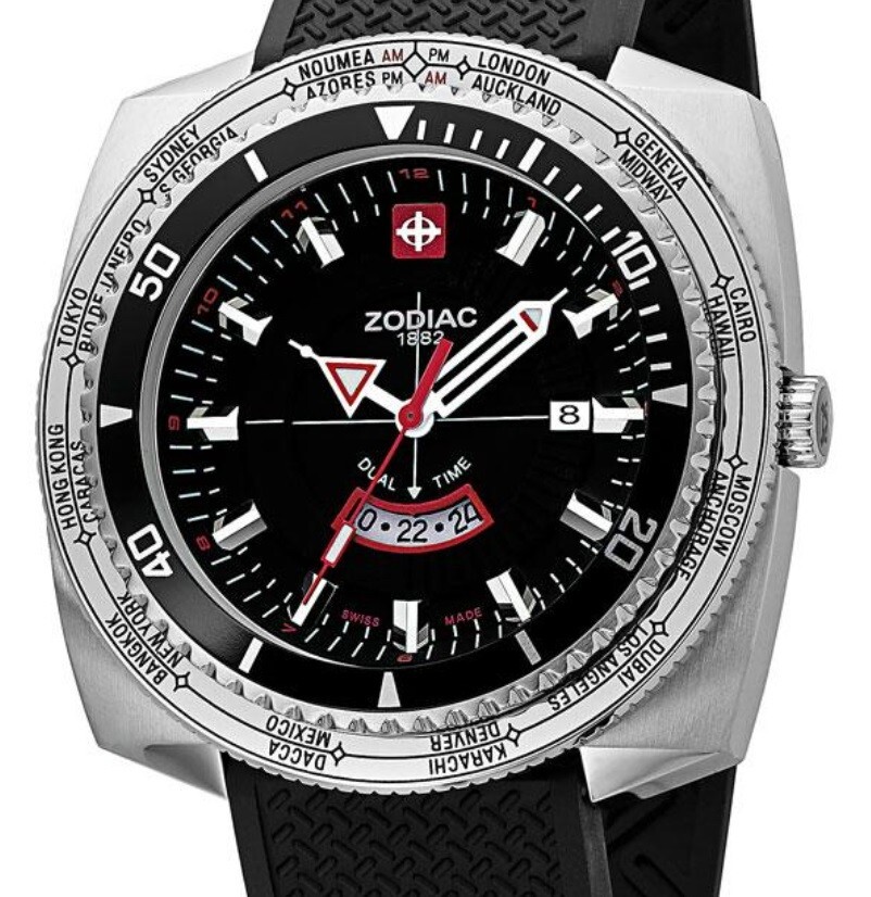zodiac super sea dragon ZO3701 watch dual time Swiss Made Manual