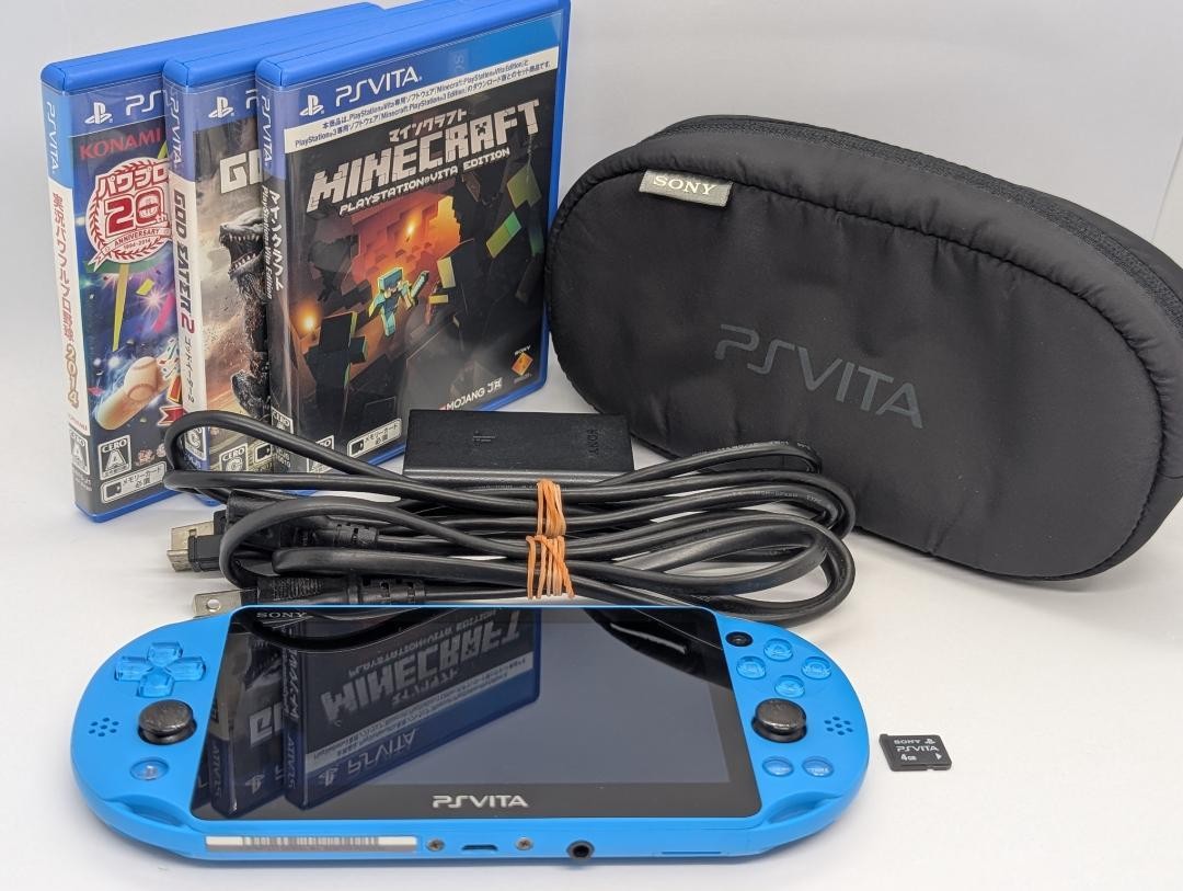 Sony PS Vita PCH-2000 Aqua Blue – Set with 3 Games + 4GB (With