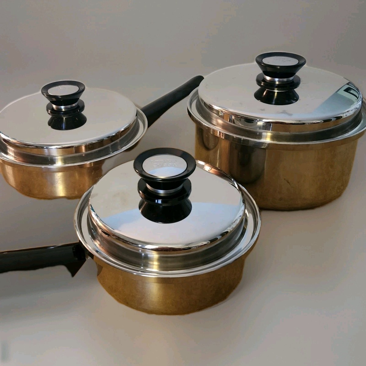 Amway Queen Cookware Set Of 6 pc Multi-Ply 18/8 Stainless Pans