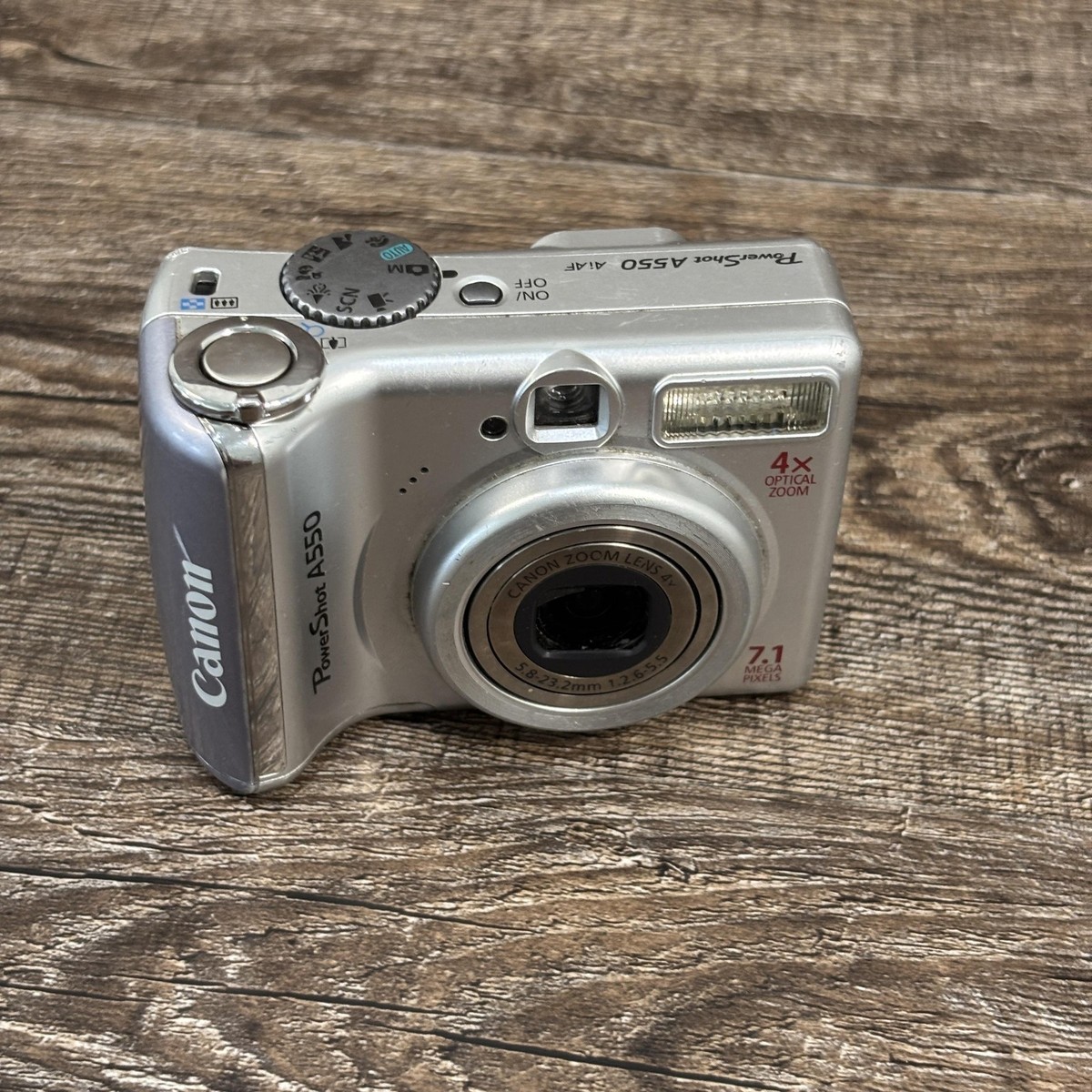 Canon PowerShot A550 Digital Camera 7.1MP 4x Zoom Silver Tested