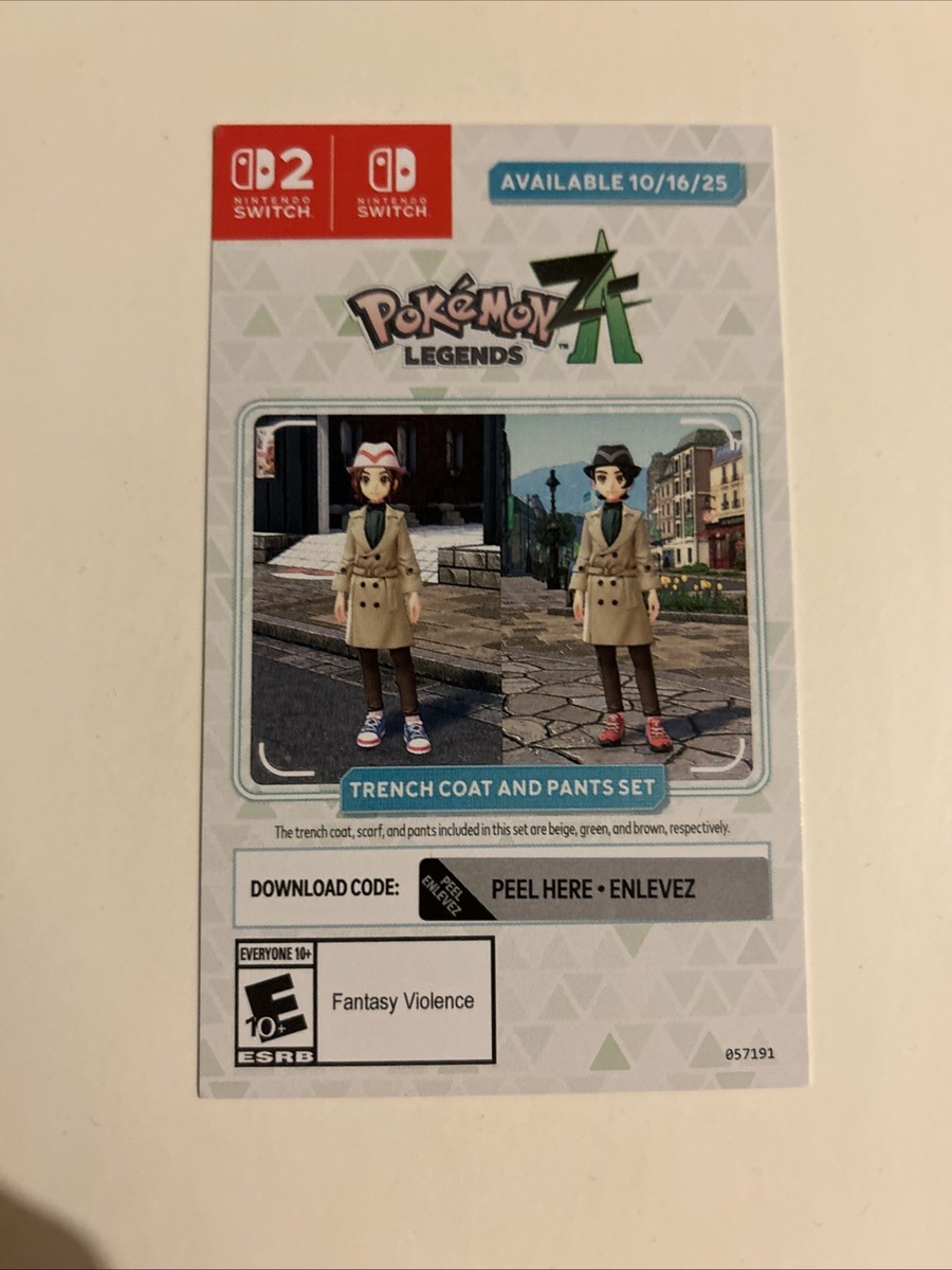 Pokemon ZA Trenchcoat Code *Gamestop Excluvie Preorder Bonus* NEW