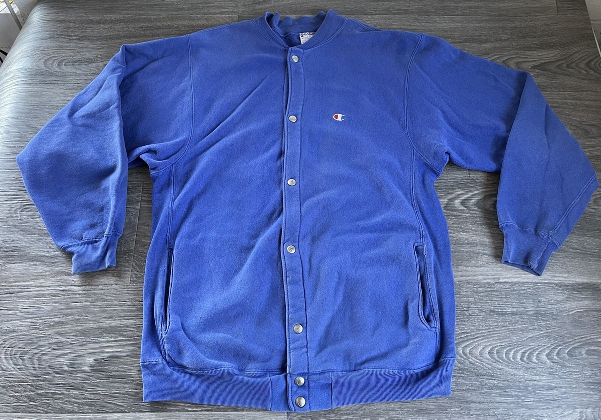 Champion Reverse Weave Cardigan Sweatshirt 90s USA Made Blue 2