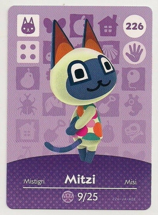 Animal Crossing amiibo Card: Mitzi 226 Series 3 Cat New Horizons