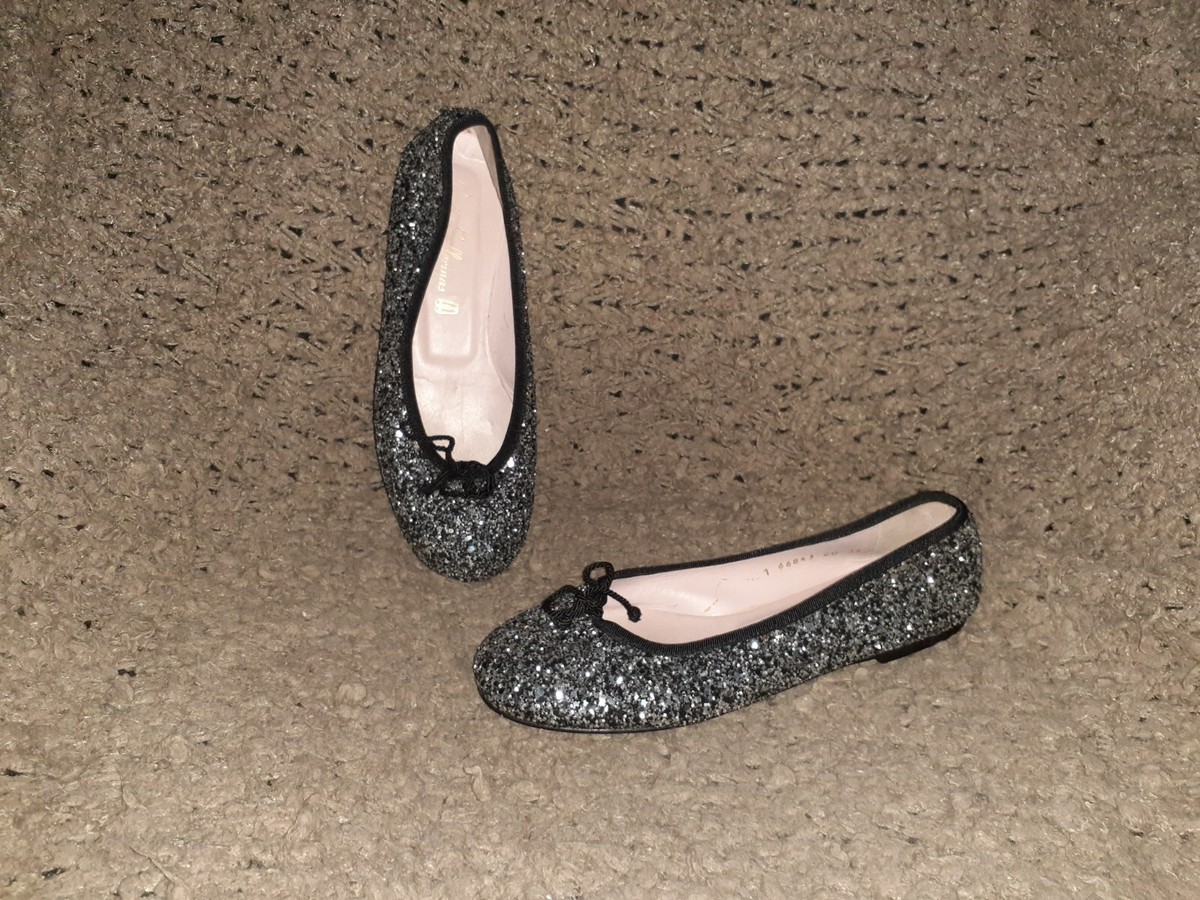 PRETTY BALLERINAS-Rosario-Black/Silver Glitter-Bow-Size 36