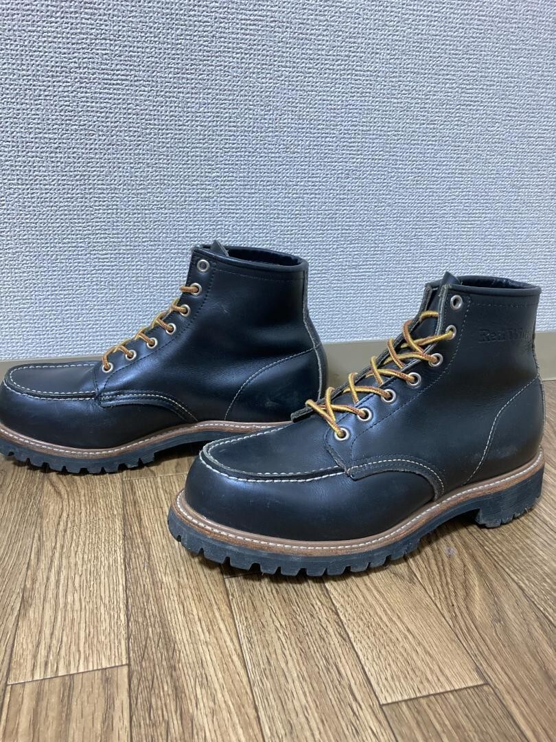 REDWING Men's Leather Work Boots 8136 Size US7EE Black Lace Up