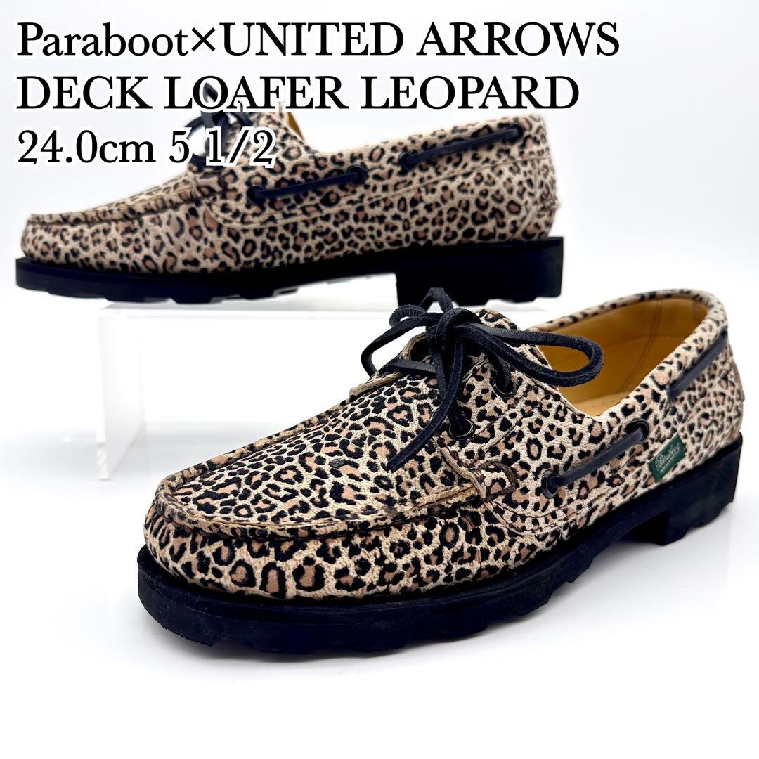 Paraboot × United Arrows MALO Leopard Deck Shoes Leather US6 / UK5