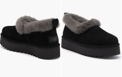 UGG - SIZE: 7 - Black Genuine Shearling Nita Platform Slipper