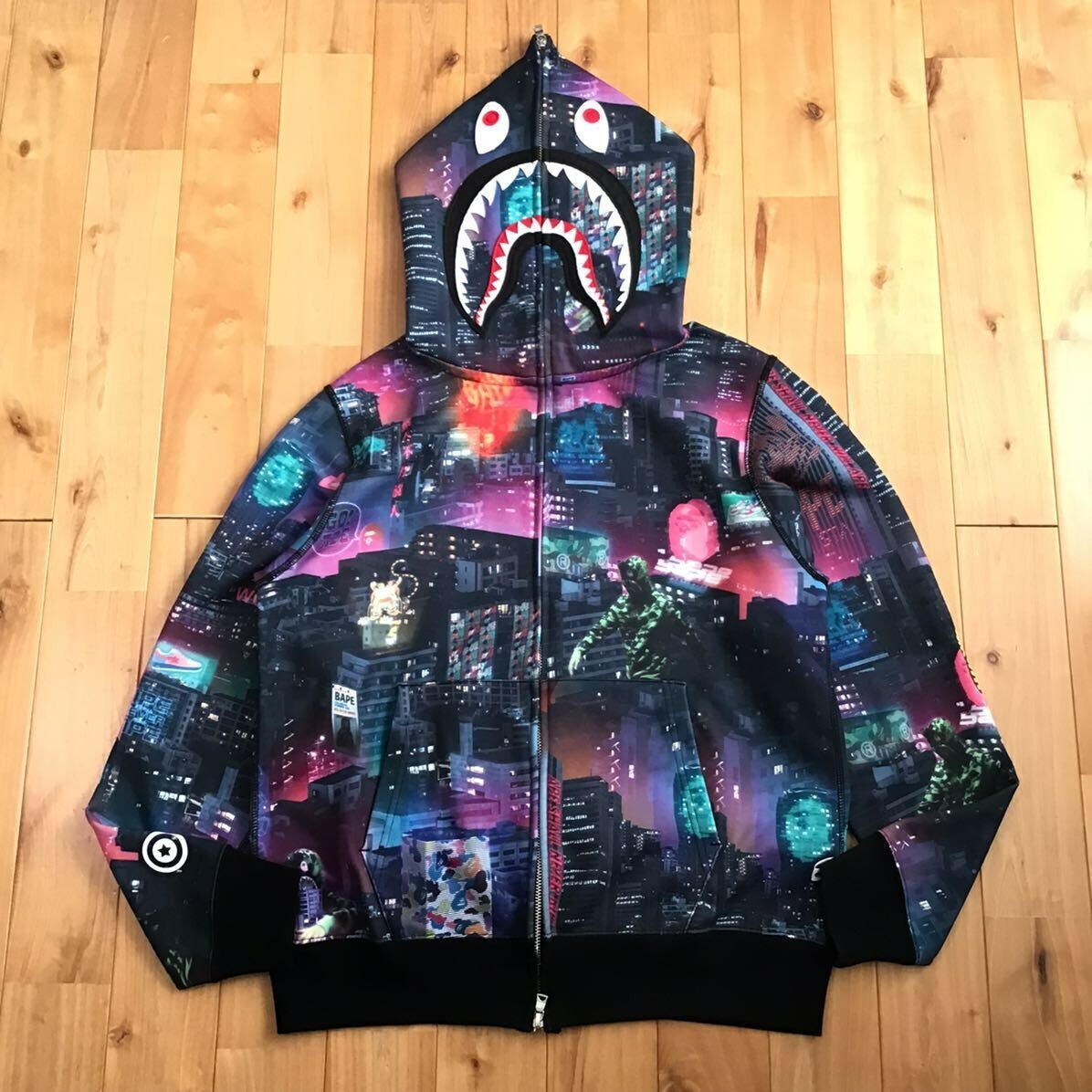 BAPE NEON TOKYO Shark Full Zip Hoodie A Bathing Ape Size M | eBay