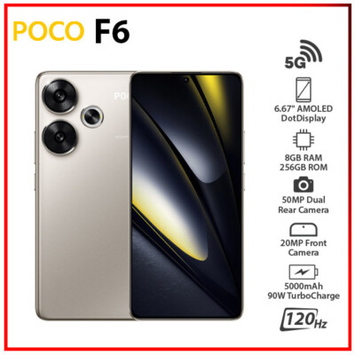 Unlocked) Xiaomi POCO F6 5G TITANIUM 8GB+256GB Dual SIM Android