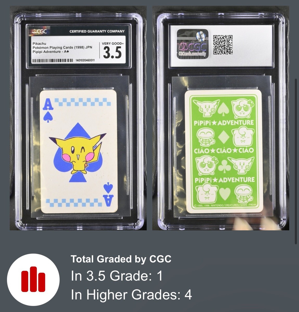 Pipipi Adventure Pikachu Ace Of Spades Cgc 3.5 Pop 1 Very Rare