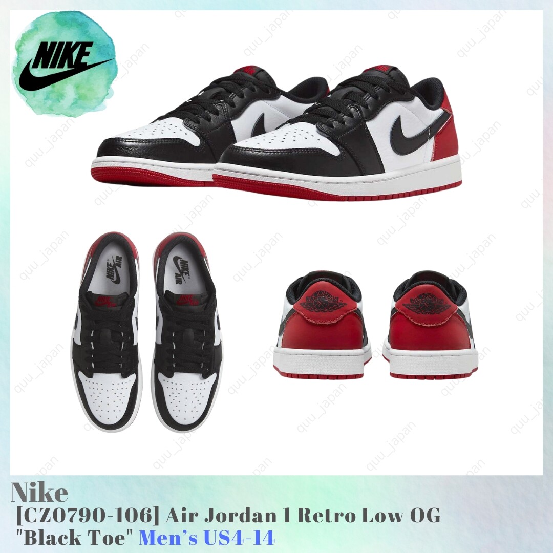 Nike Air Jordan 1 Retro Low OG Black Toe CZ0790-106 Men's US4-14