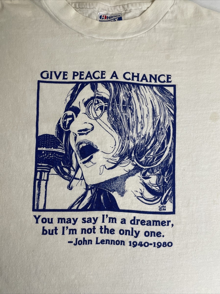 80s John Lennon “Give Peace A Chance” T Shirt Men Size XL Rare VTG