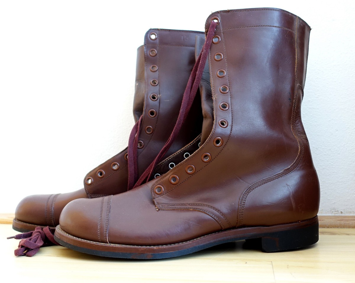 US ARMY M1948 ORIGINAL NOS combat RUSSET jump boots Sz 15 N marked