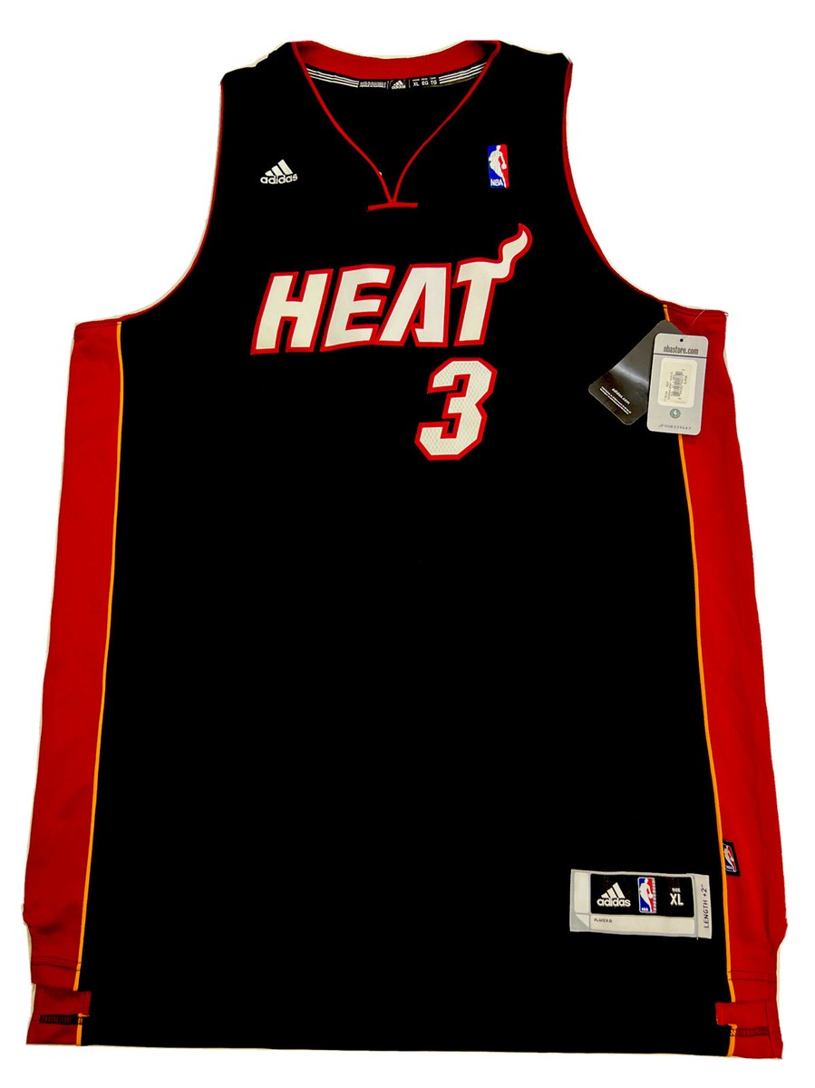 New Rare Dwayne Wade Miami Heat Mens Black XL Adidas Black