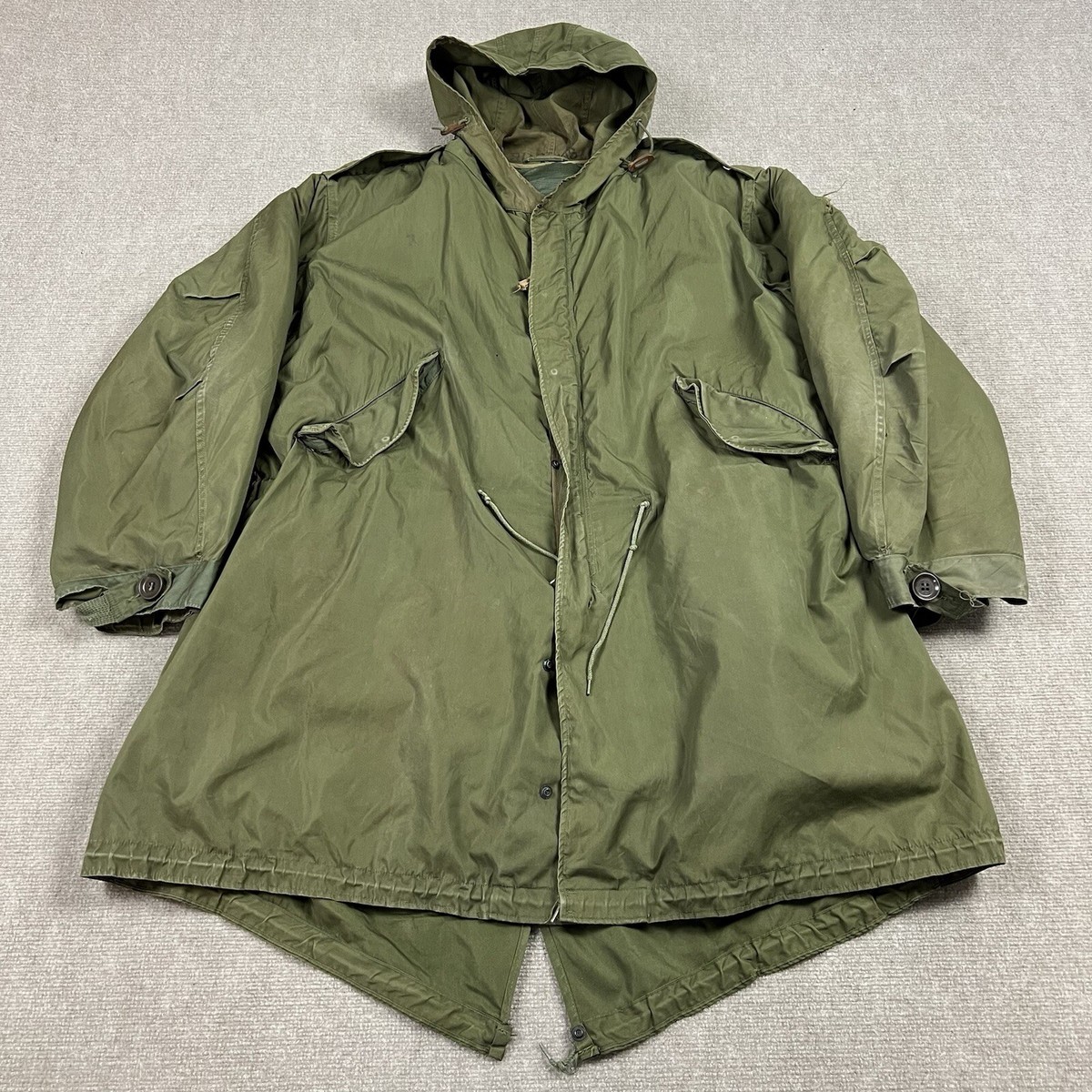 Vintage 50s Military M51 Fishtail Parka w Liner Mens Large OG-107