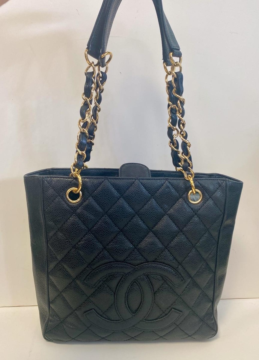 Authentic CHANEL Petite Shopping Tote Chain Shoulder Bag #2 | eBay