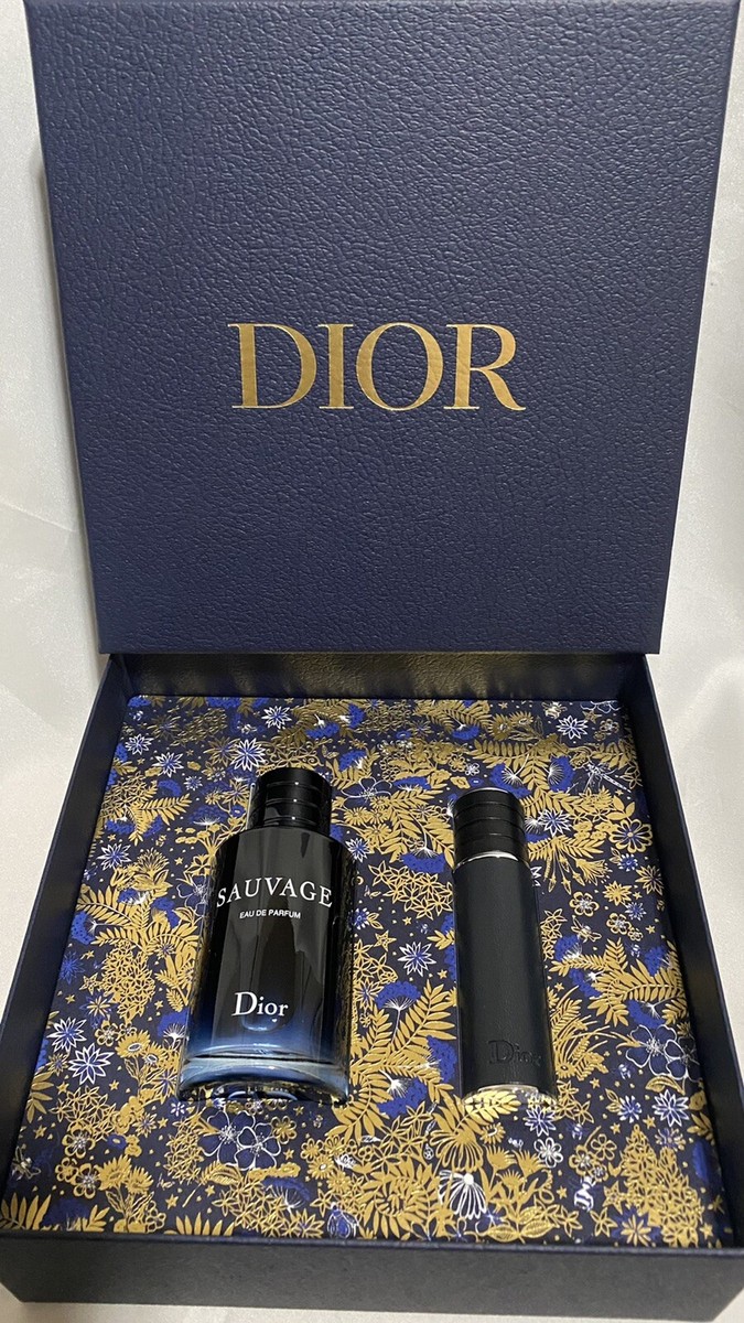 DIOR Sauvage 2 PCs Gift Set EDP Spray 3.4oz / 100ml + Filled