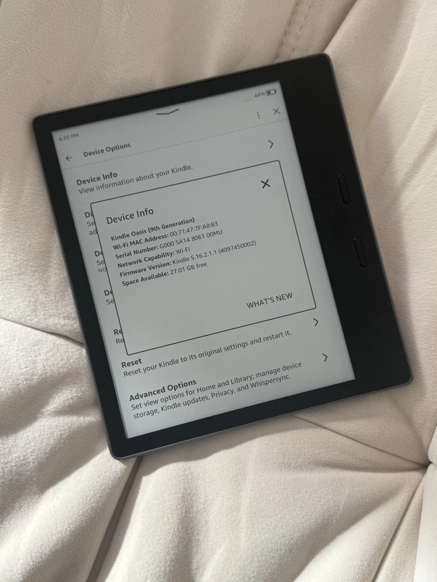 Amazon Kindle Oasis (9th Generation) 7 in - 8.9 in Screen eBook