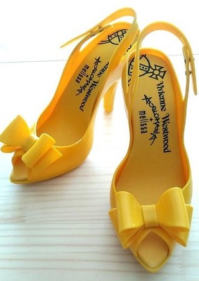 Vivienne Westwood Melissa Yellow Ribbon Pumps Rubber Heels USA6