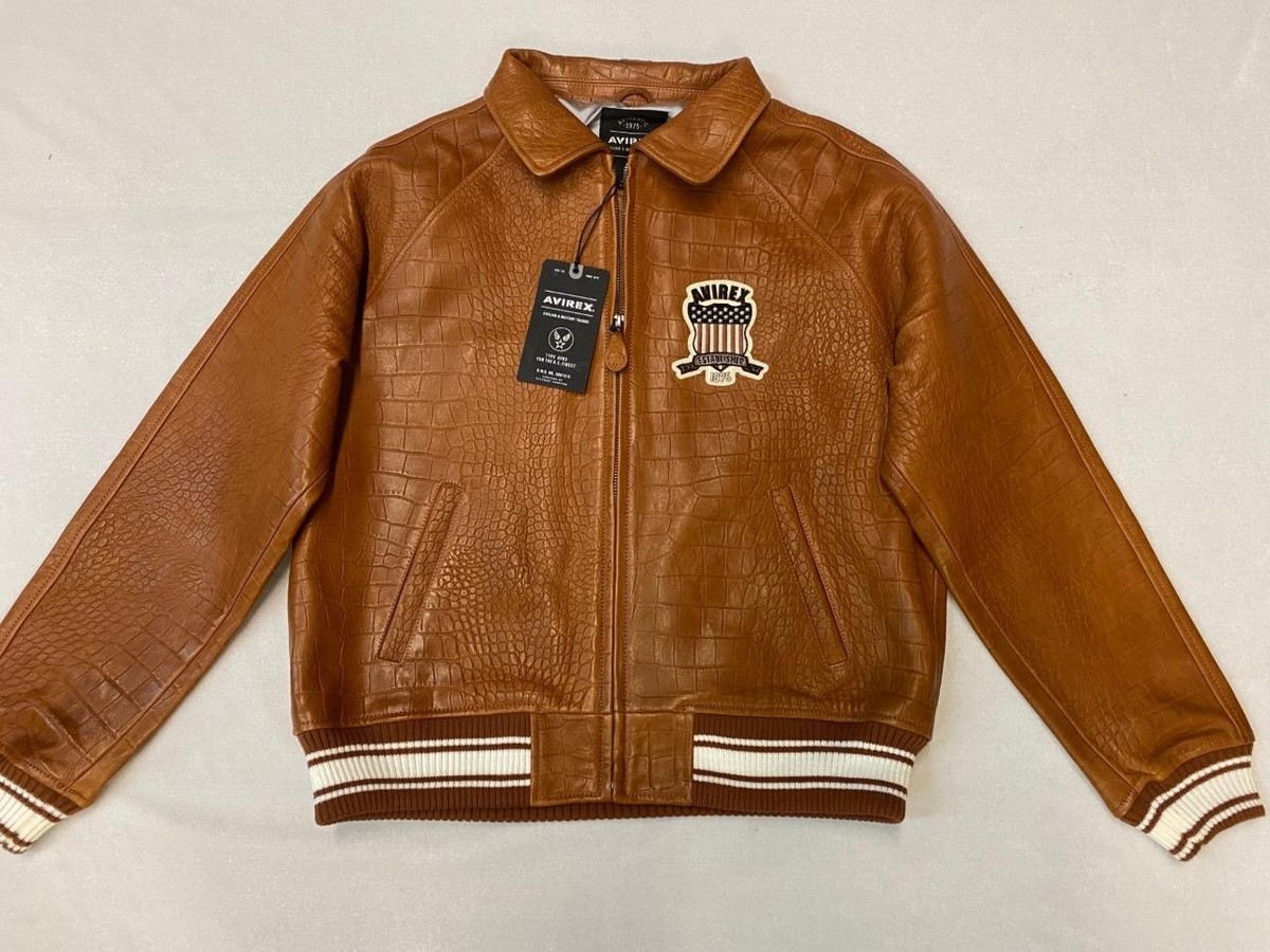 AUTHENTIC AVIREX LIMITED EDITION CROC ICON JACKET COGNAC BRAND NEW