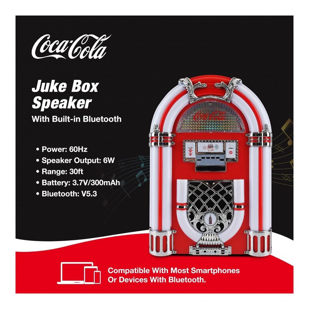 Coca-Cola Retro Jukebox Speaker with Bluetooth and FM Radio Red | eBay