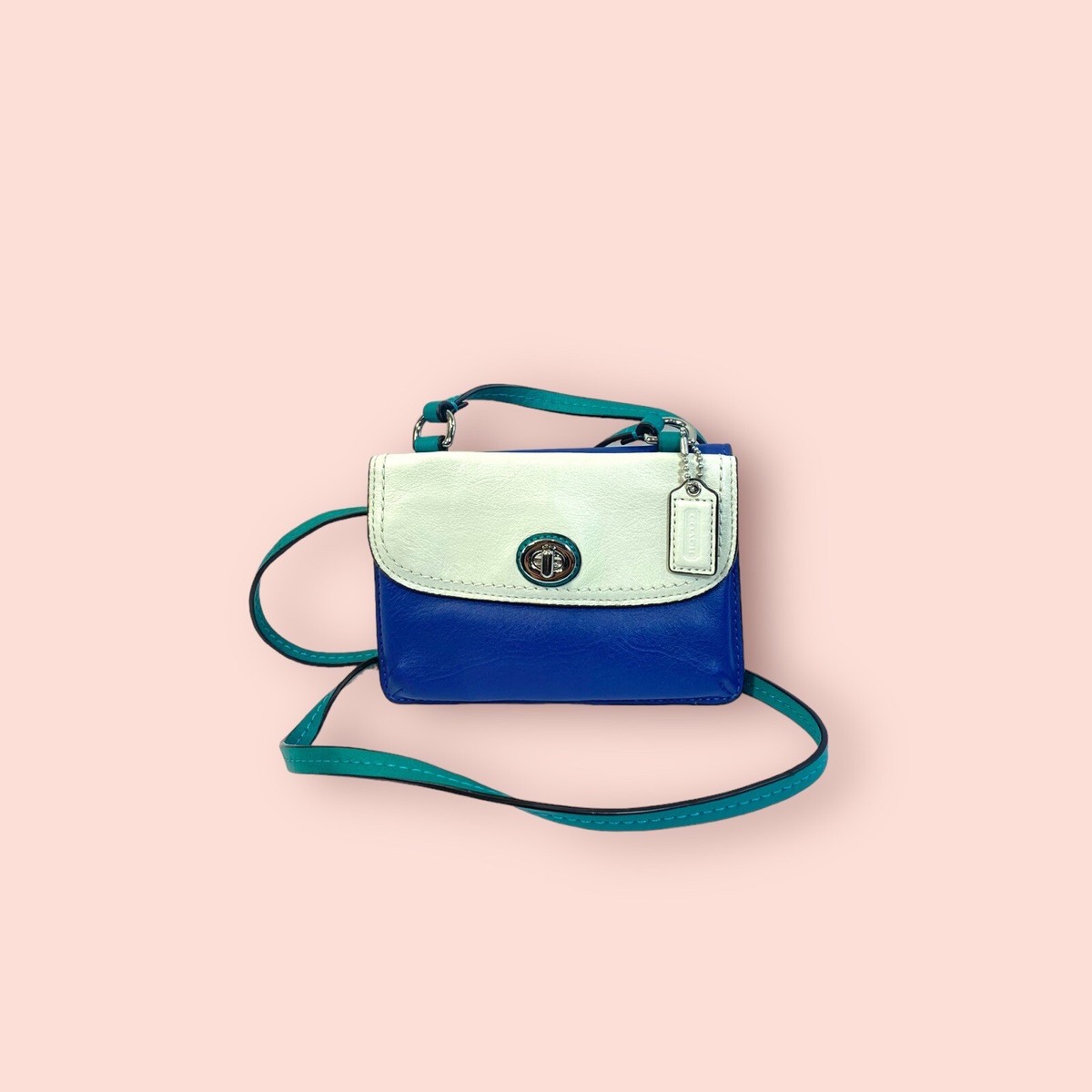 COACH F49554 Dylan Luxury Blue & White Color Block Mini Crossbody