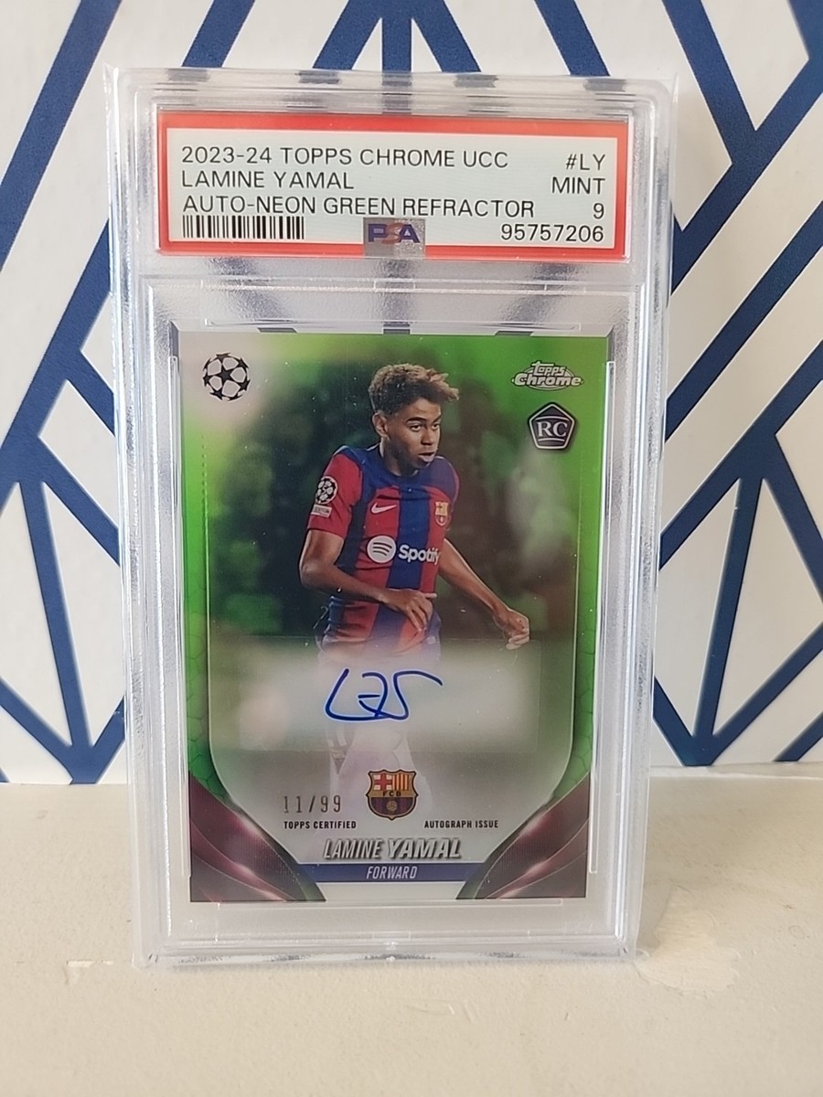2023 TOPPS CHROME UEFA CLUB LAMINE YAMAL ROOKIE AUTO NEON GREEN