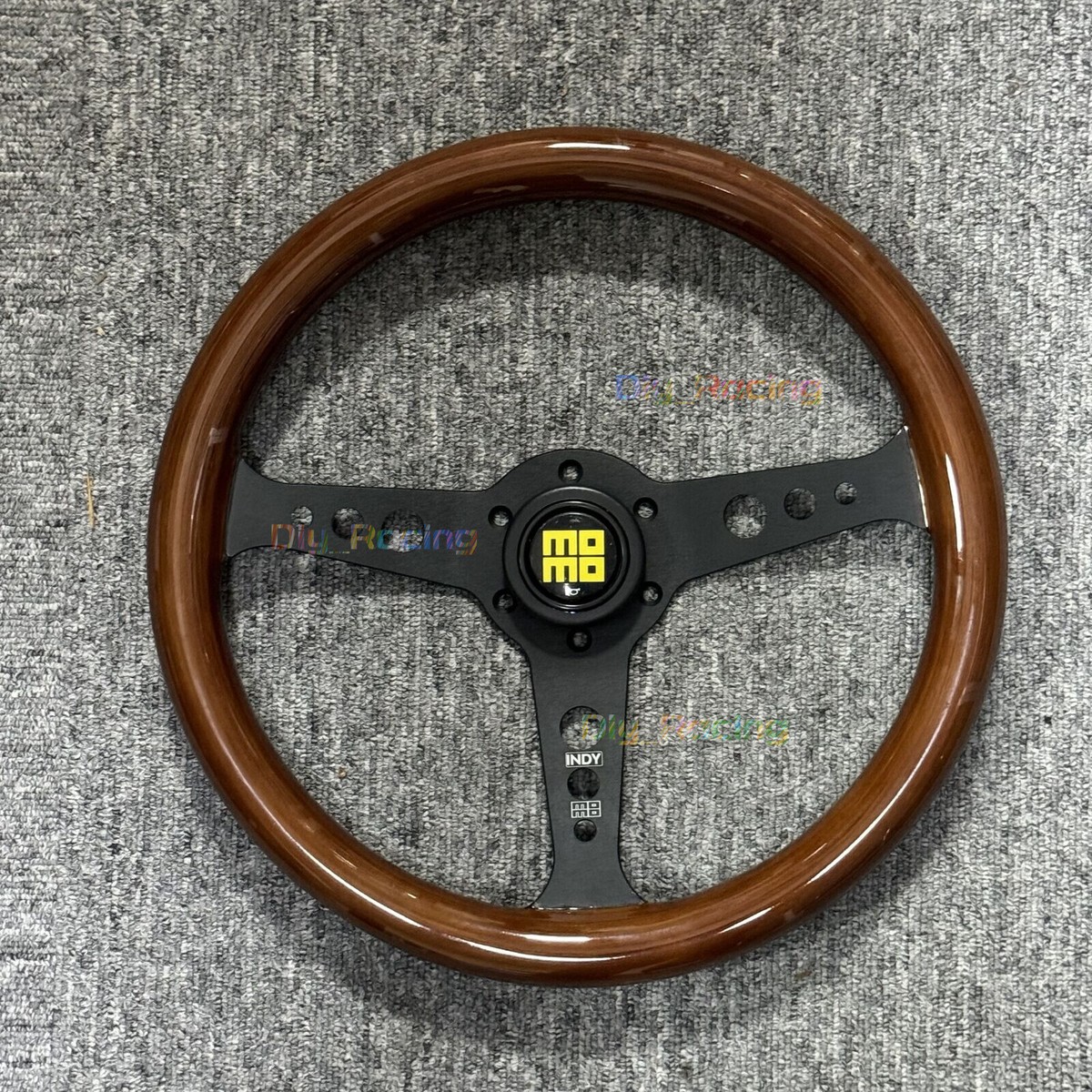 MOMO Heritage Indy Black Woodgrain Mahogany Wood Steering Wheel