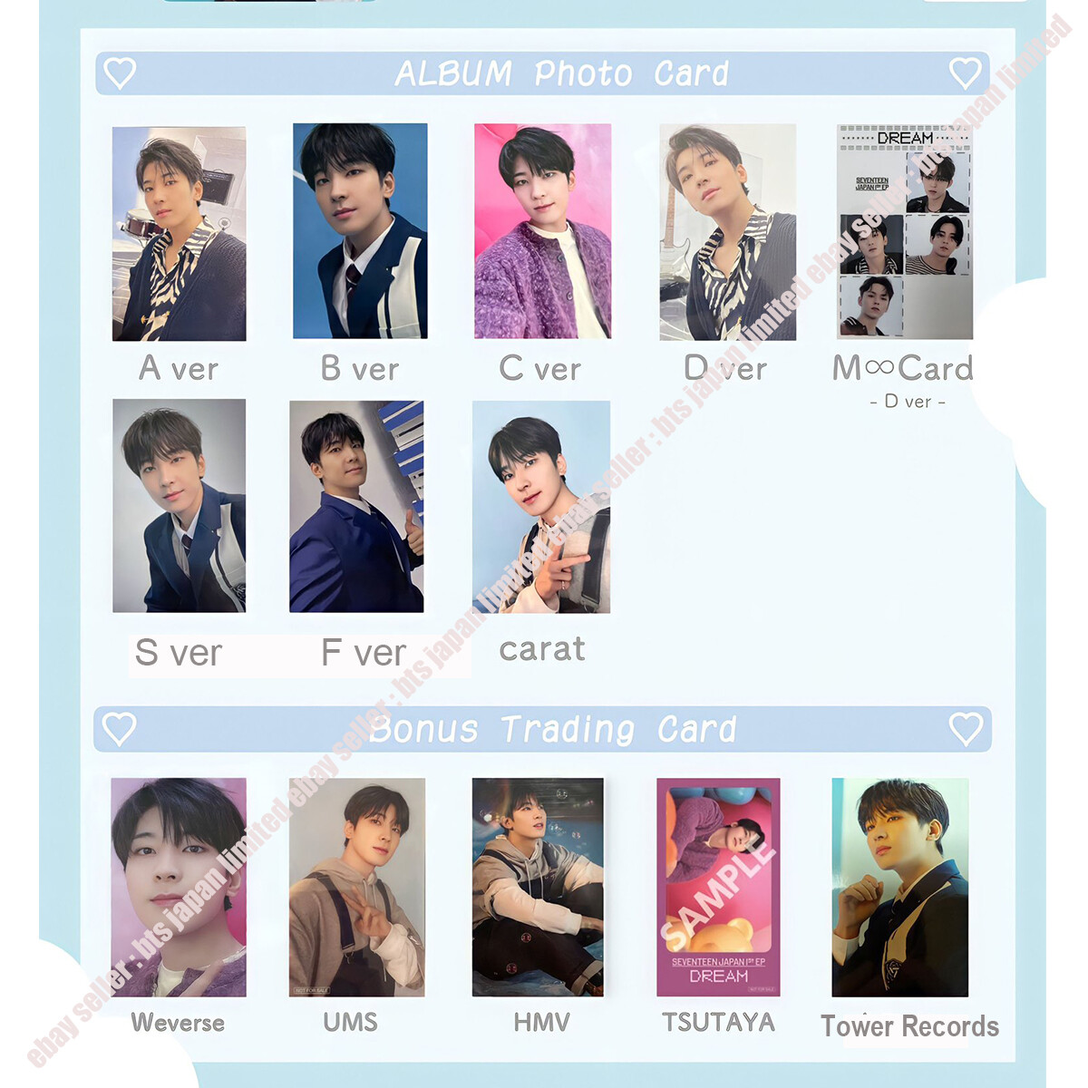 SEVENTEEN Wonwoo DREAM Limited Official Photocard A B C D S F