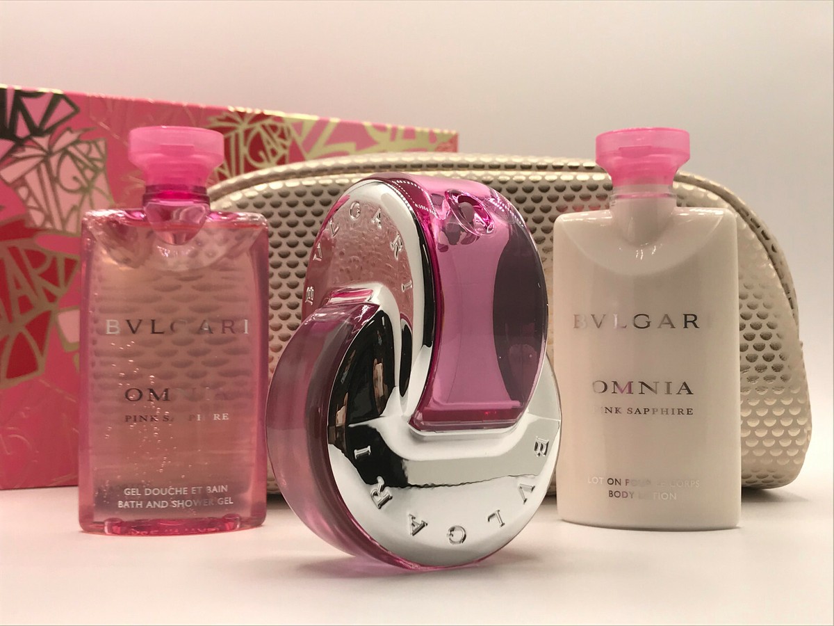 Bvlgari Omnia Pink Sapphire 4pc Perfume edt Spray 2.2 oz Lotion
