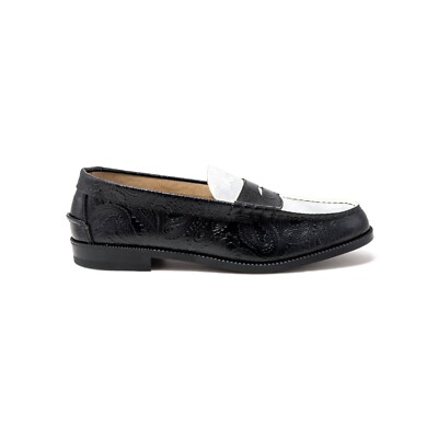 Kenford MENS EMBOSSED LOAFERS / BLACK WHITE PAISLEY loafers Shoes