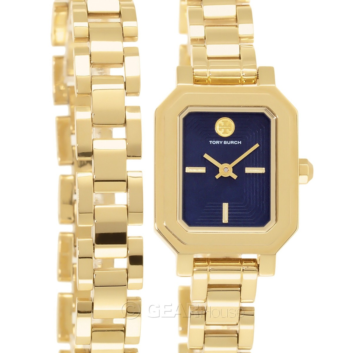TORY BURCH Robinson Womens Double Wrap Watch, Blue Dial, Gold