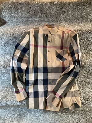 Burberry Brit Nova Check Men's Small Button-Down Long Sleeve Shirt