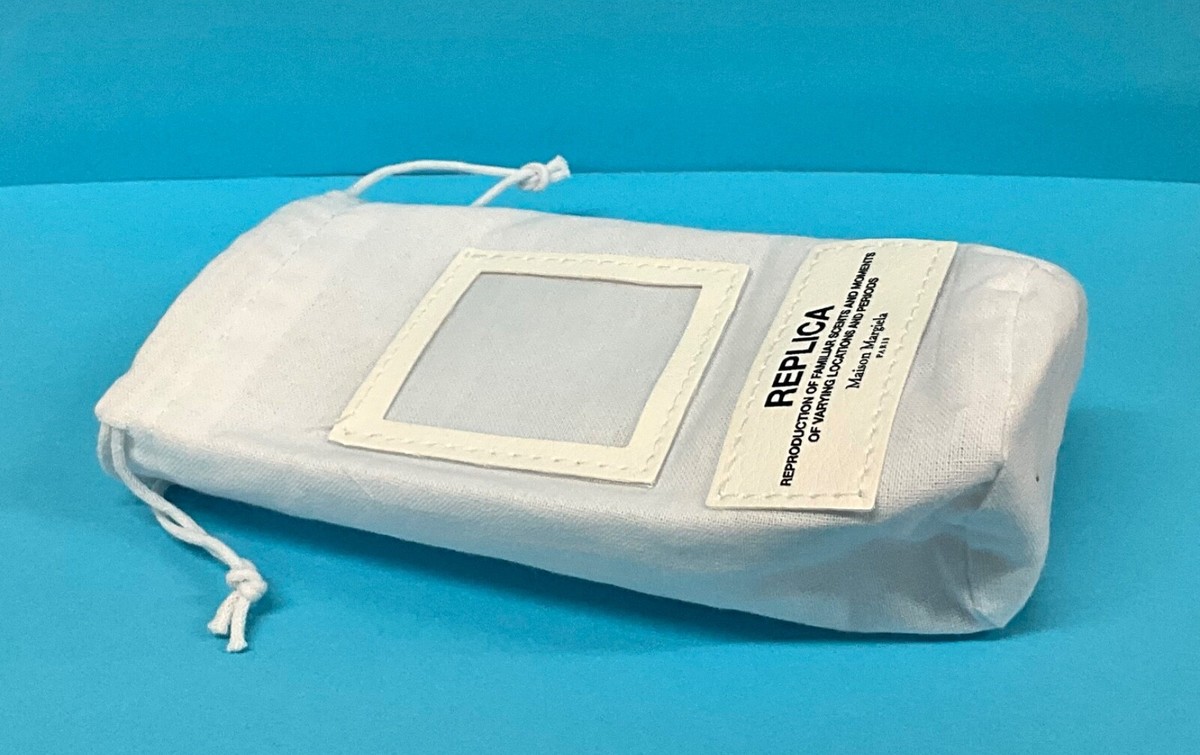 MAISON MARGIELA 'Replica' White Fabric Cosmetic Small Pouch Bag