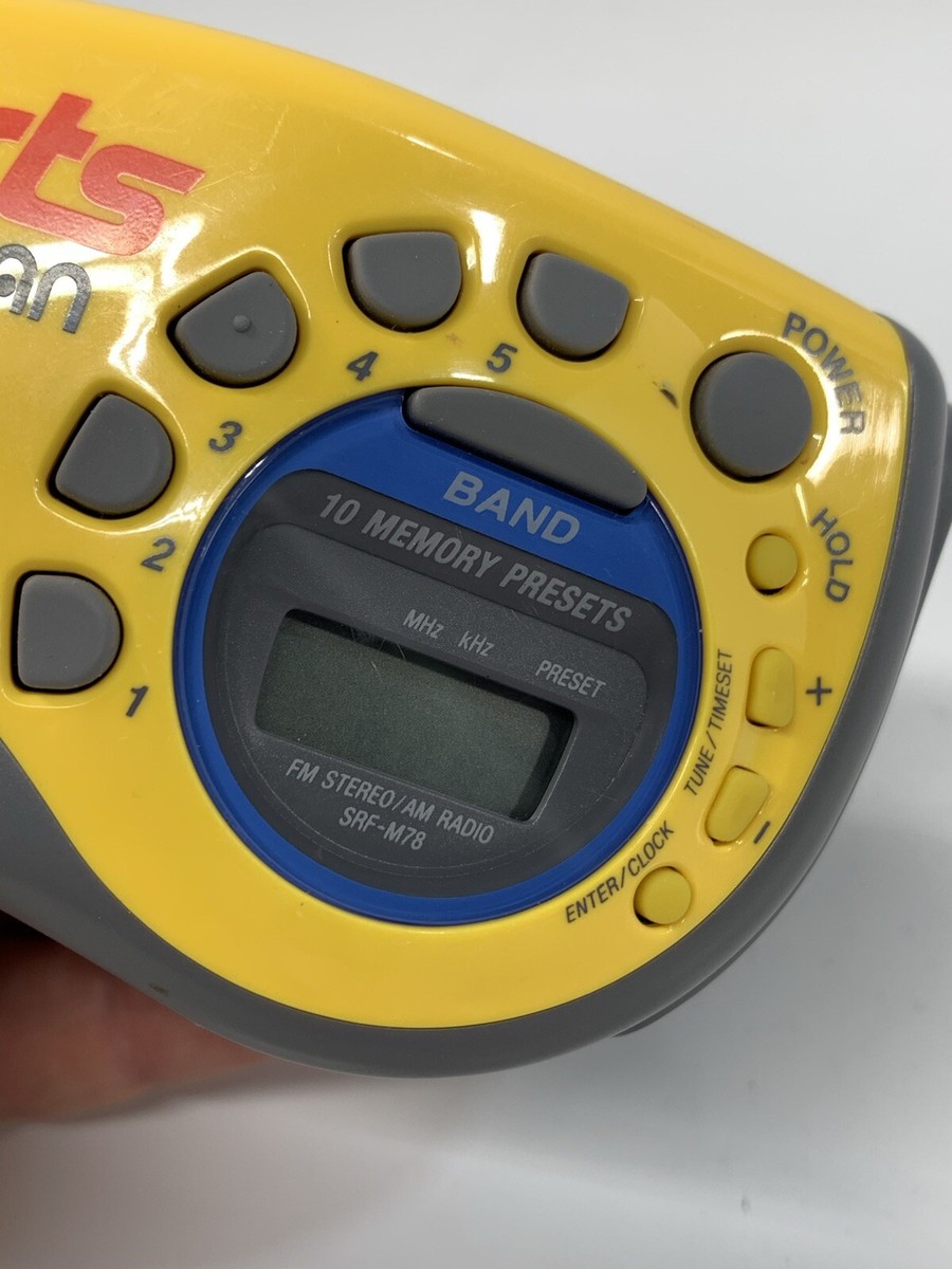 Sony Walkman Yellow FM/AM Sports Radio w/ Wrist Arm Band Strap No