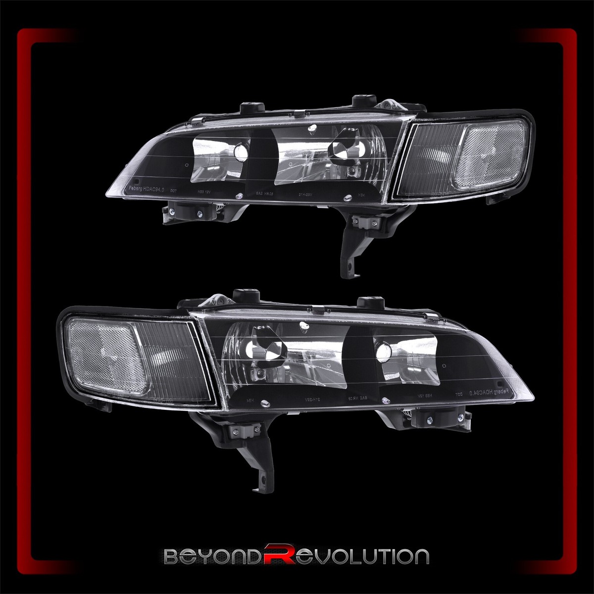 1994-1997 Honda Accord CD5 Black Housing Headlight Assembly +