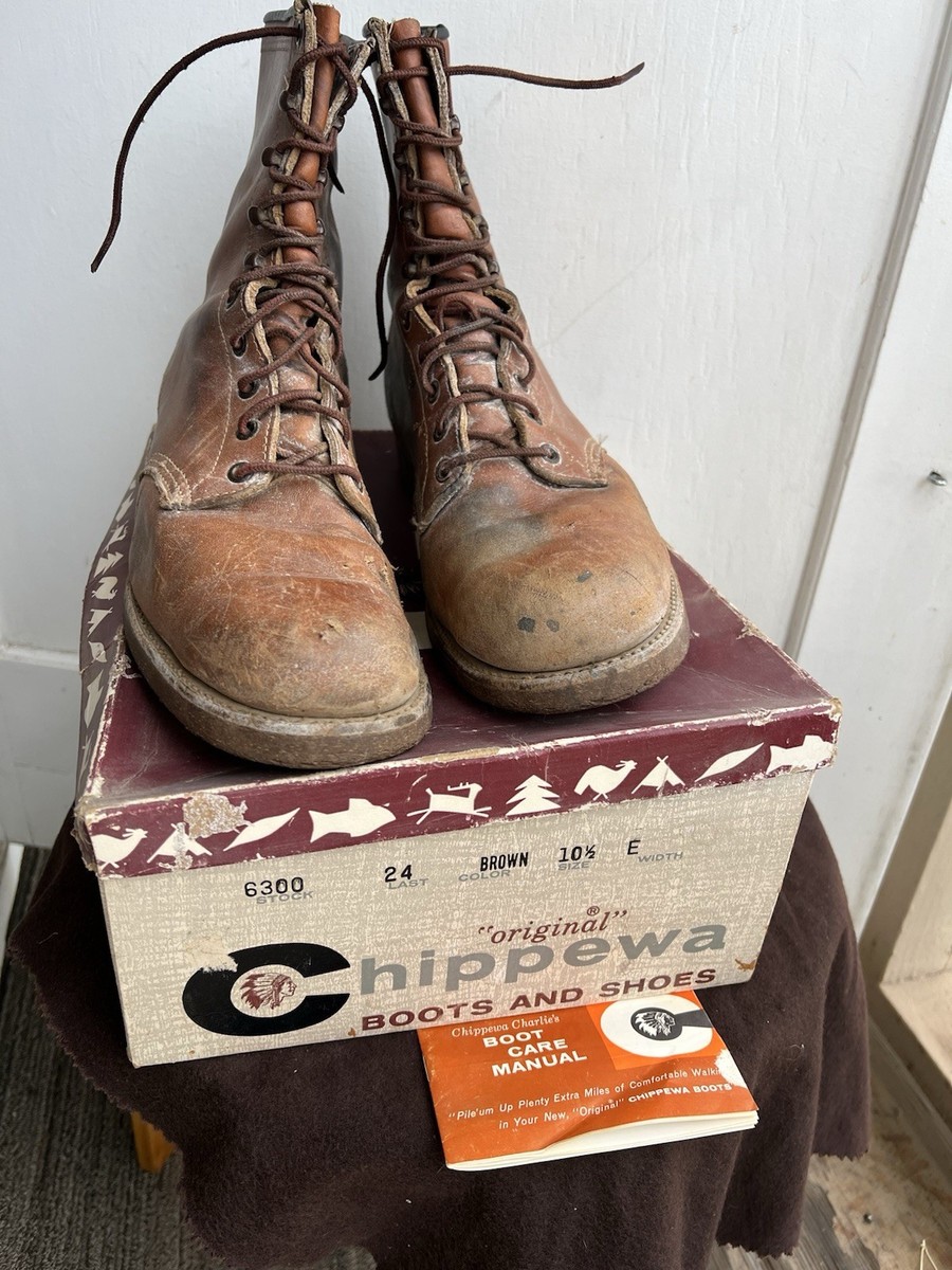 Vintage 1960s Used Men's Chippewa Work Boots 10 1/2 E 6300 +