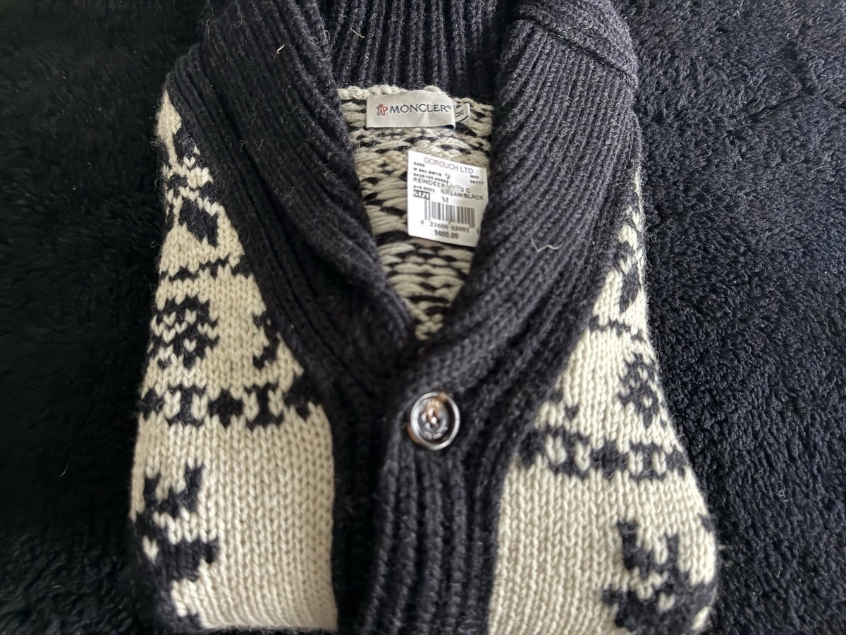 Moncler Maglione Tricot Wool Cardigan Vintage Reindeer Alpine Mens