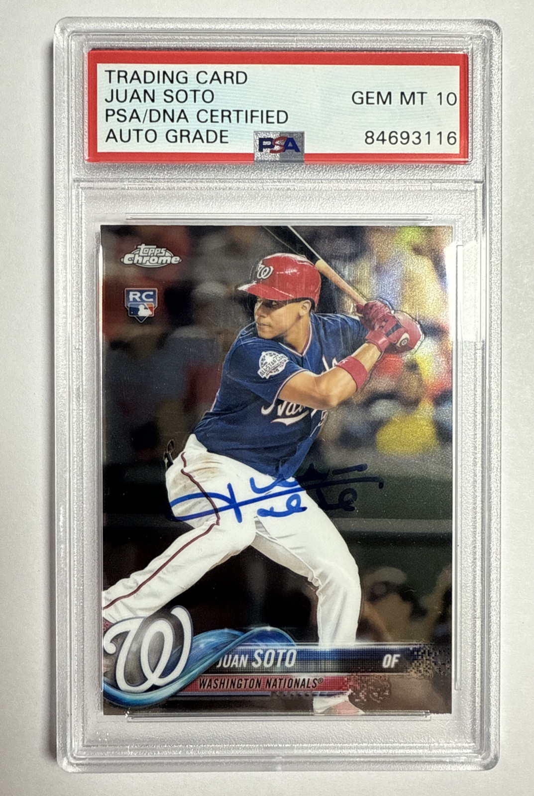 2018 Topps Chrome Update Juan Soto Rookie Auto PSA 10 Auto Grade