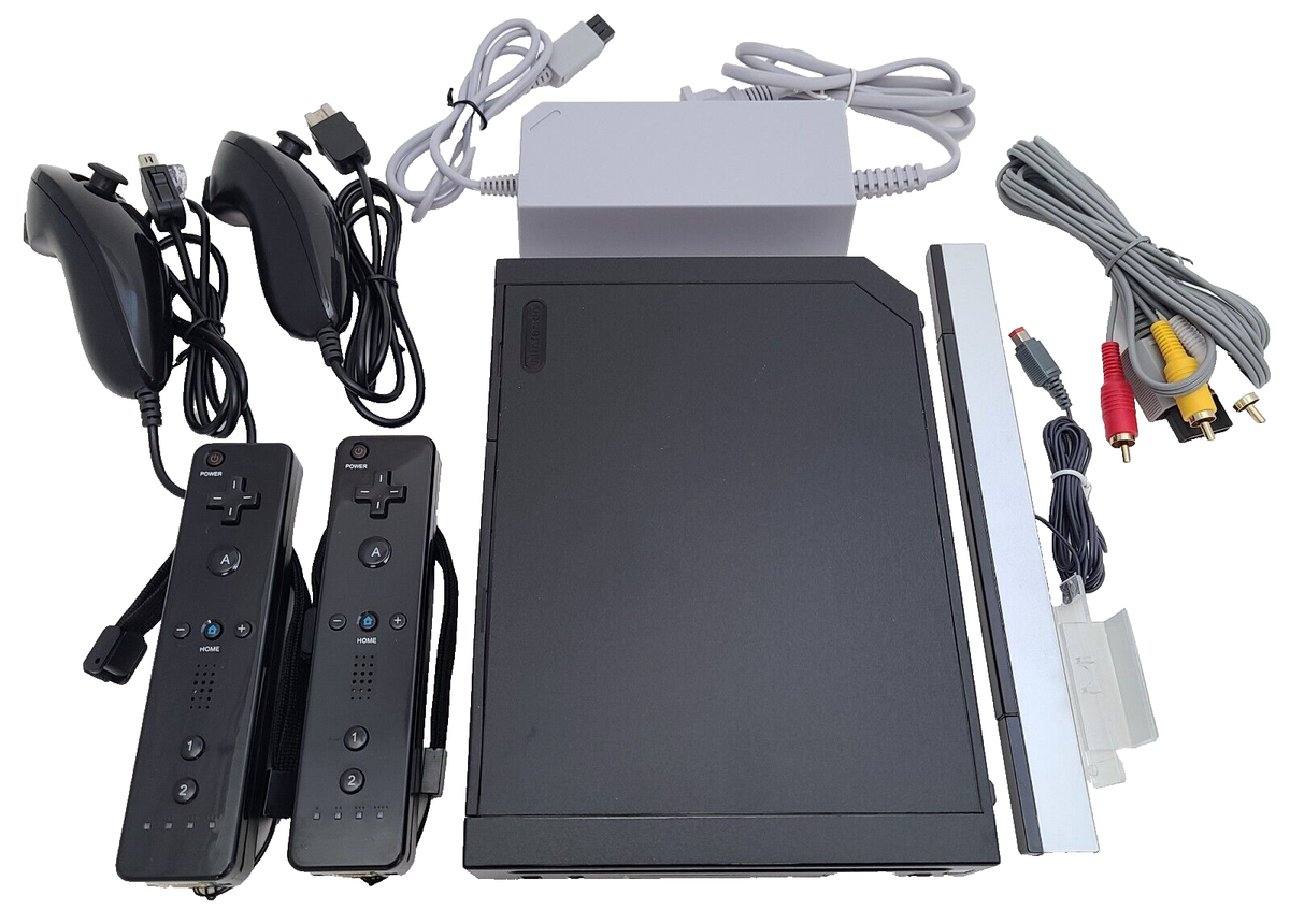 Nintendo Wii Video Game System 2 REMOTE Bundle BLACK Console + NEW