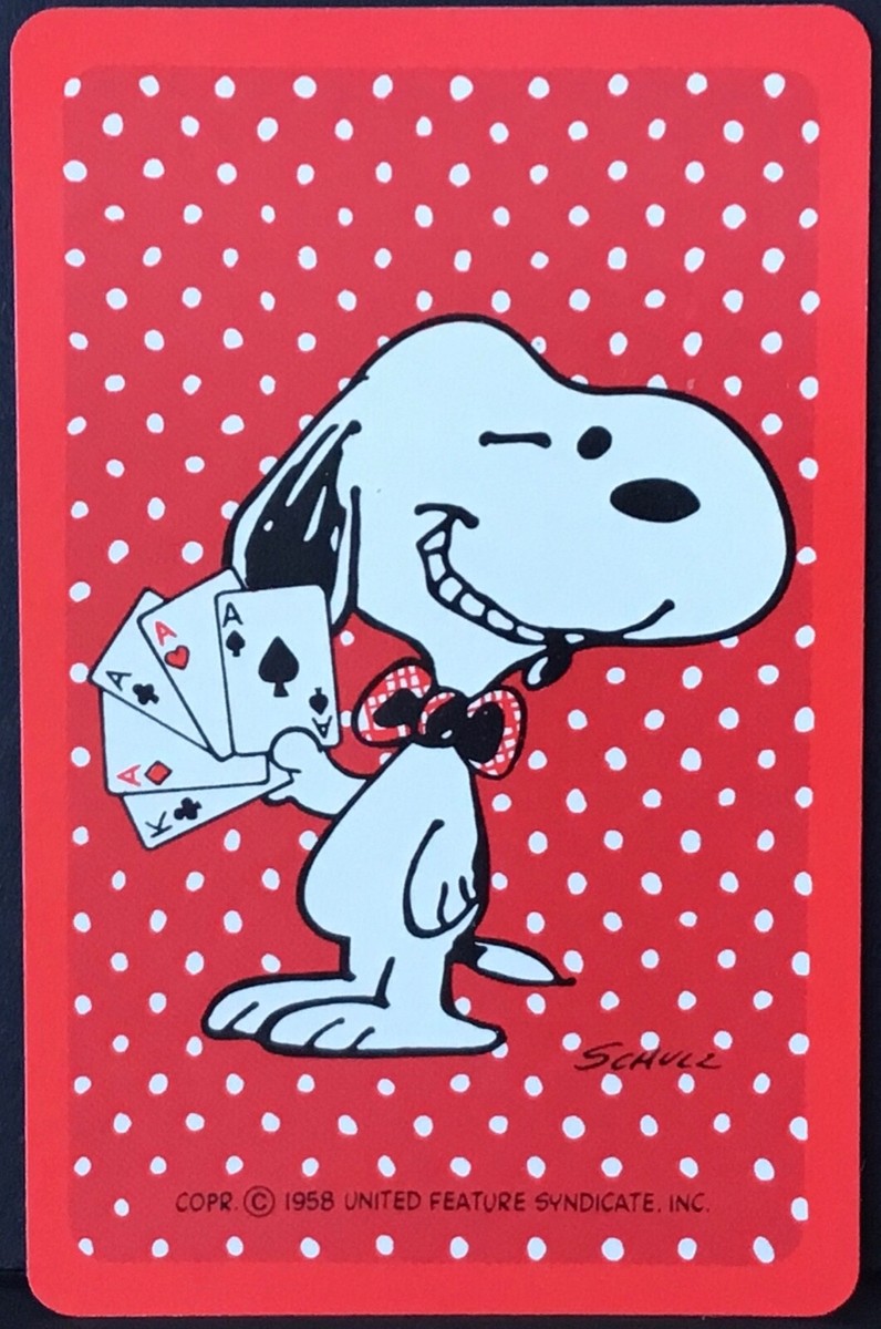 Playing Cards 1 Single Card Old SNOOPY + 4 ACE'S POKER HAND