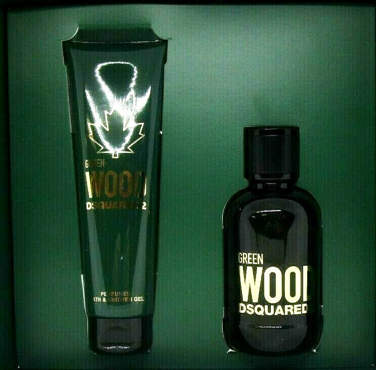 DSQUARED2 GREEN WOOD 2 PCS GIFT SET MEN EDT 3.4 Oz, BATH & SHOWER