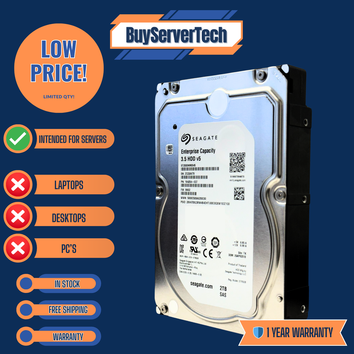 Seagate ST2000NM0045 2TB 7.2K SAS 12Gb/s 3.5