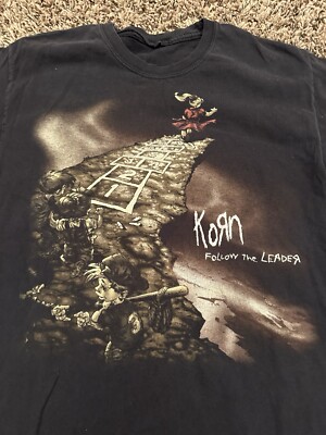 Vintage 1998 Korn Follow The Leader T-Shirt Band Concert CD Promo