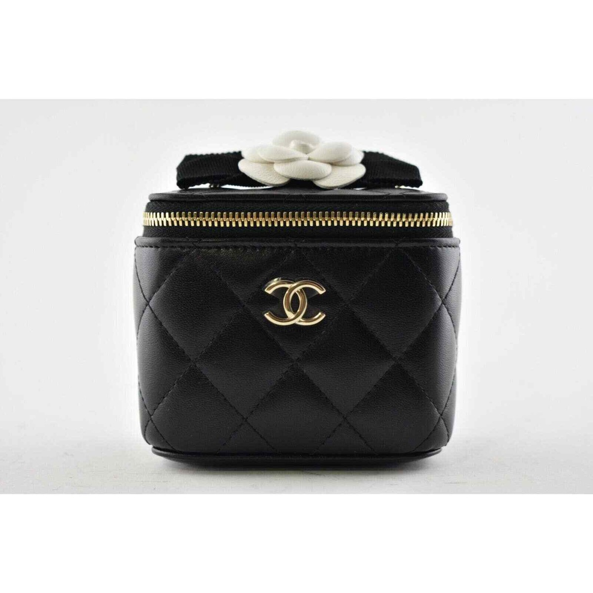 Chanel 21S Mini Black Vanity Camellia Classic Chain Gold Shoulder