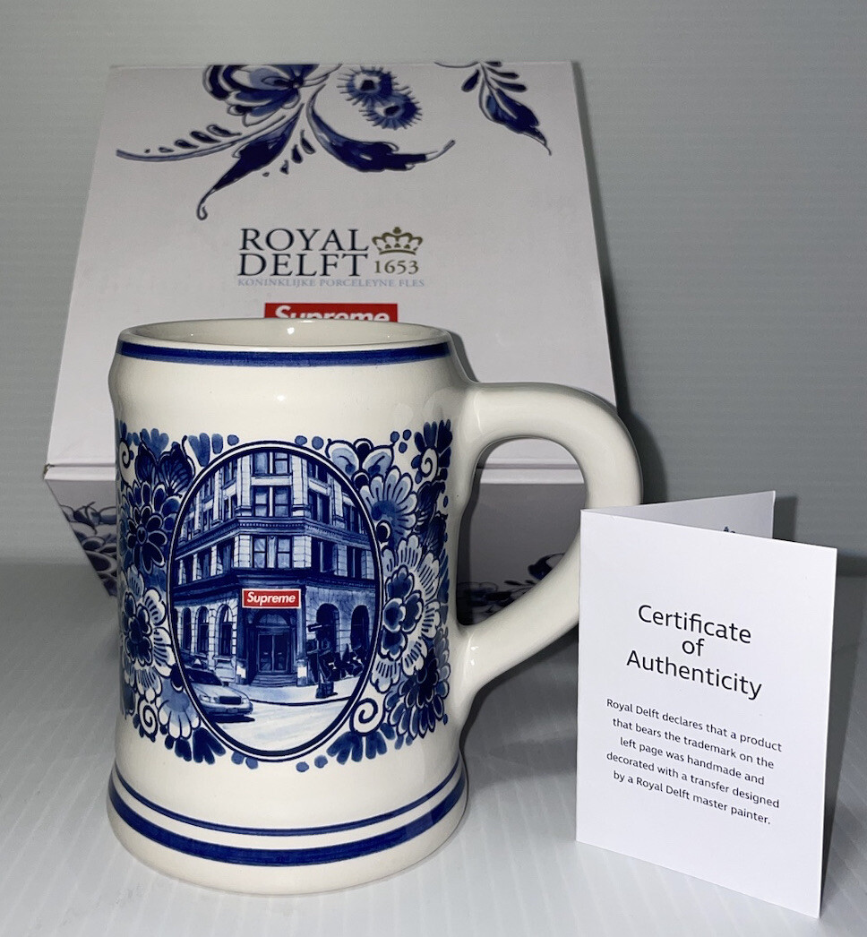 New Supreme Royal Delft 190 Bowery Beer Mug Blue SS21 | eBay
