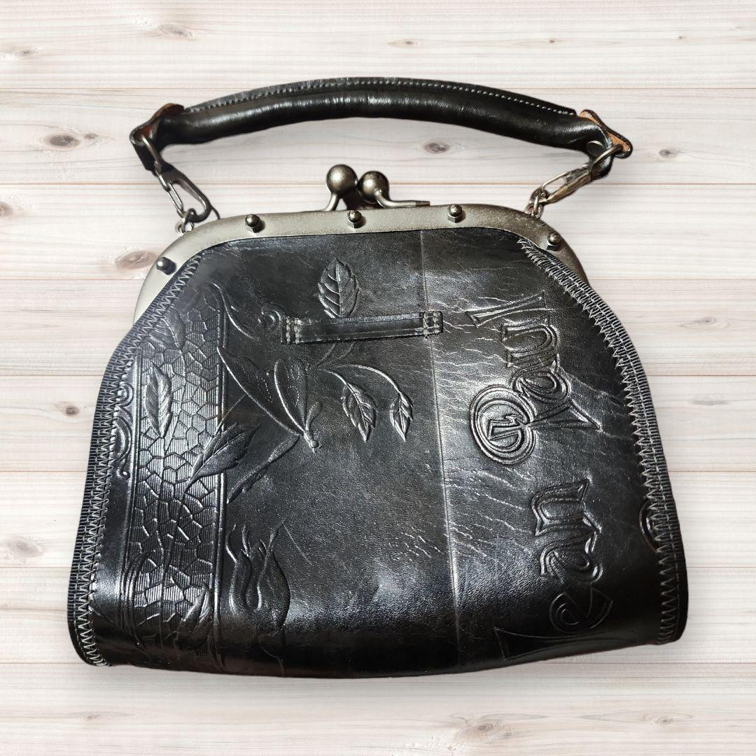 Jean Paul Gaultier New Rose 2WAY Shoulder Bag Black Leather Kiss