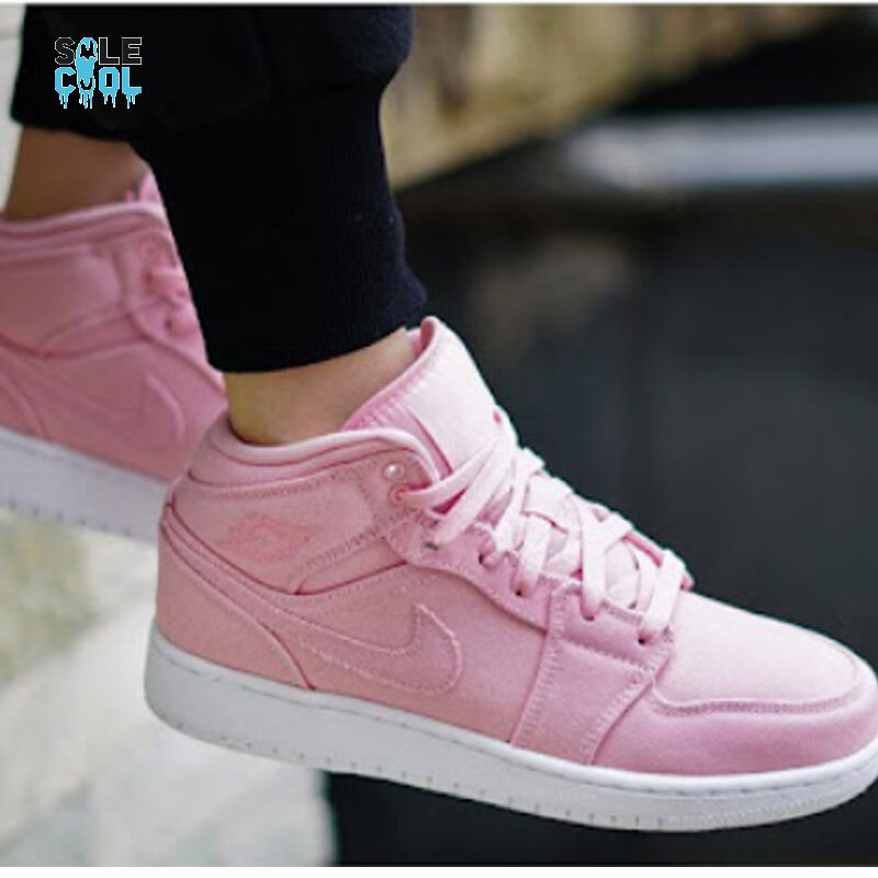 Air Jordan 1 AJ1 Mid GS BG Sheen Pink Denim Shoes 554725-620 | eBay