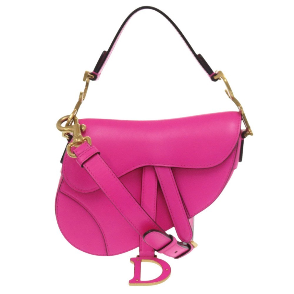 Christian Dior Saddle Bag Leather Passion Pink 2-Way Handbag