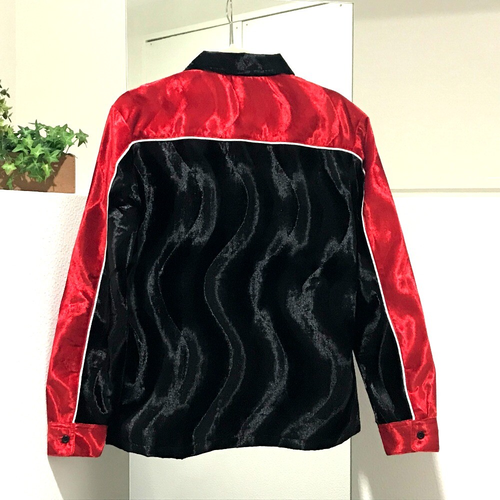 UNUSED SUPREME 18AW Velvet Swirl Work Shirt Long sleeve Red x